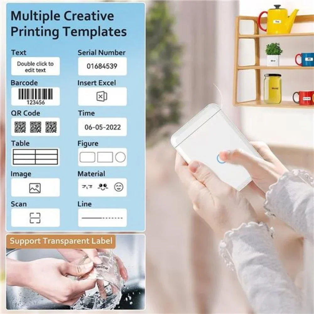 Label Maker Machine with Tape, D110 Portable Bluetooth Label Printer for Storage